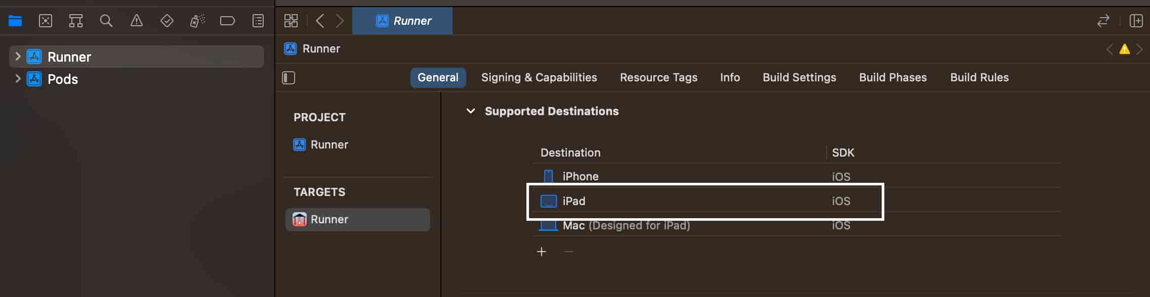 XcodeからiPadのサポートを切る方法